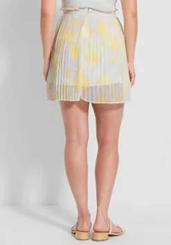 ModCloth Frill Seeker Pleated Mini Skirt Yellow/Pink Floral Sale