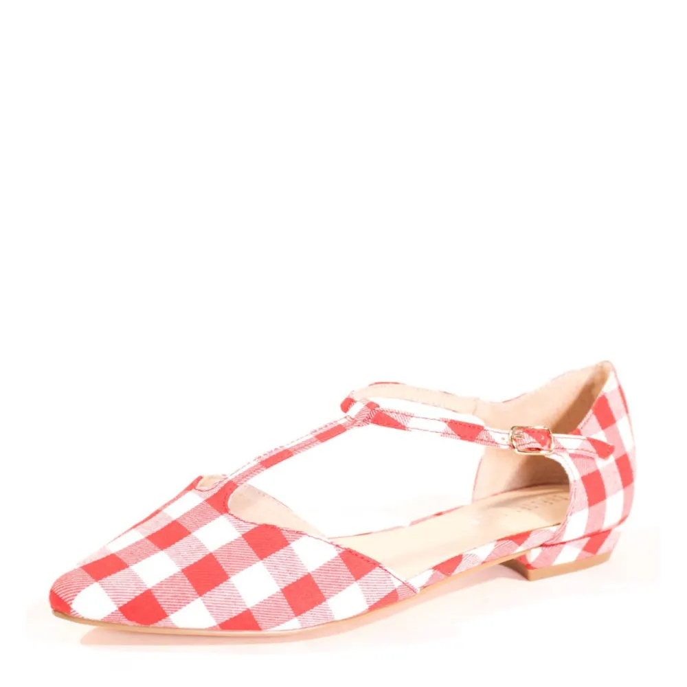 Garden Gingham T-Strap Flats Discount