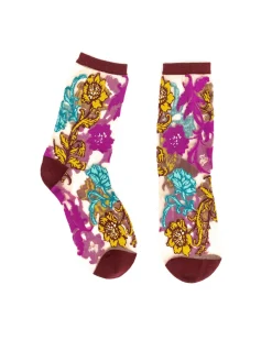 Gem Garden Sheer Crew Sock Hot
