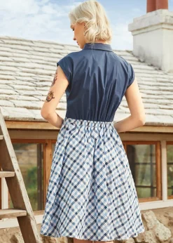 Gingham Grace Bow Dress Navy Gingham New