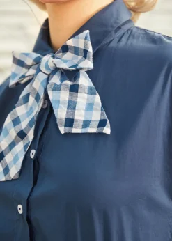 Gingham Grace Bow Dress Navy Gingham New