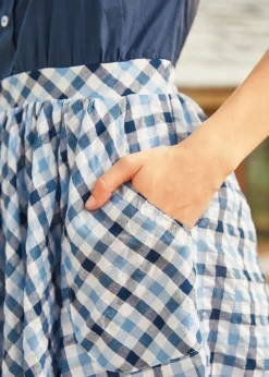 Gingham Grace Bow Dress Navy Gingham New