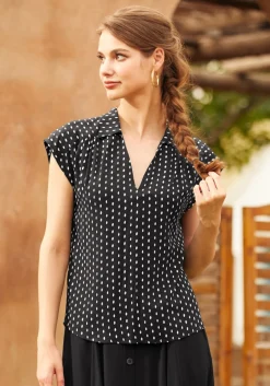 BTC Glad You Collared Blouse Black Discount