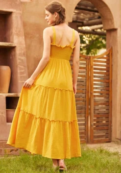 Glimmering Goddess Maxi Dress Gold Nugget Clearance