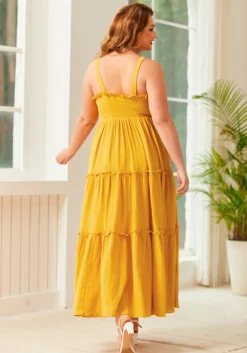 Glimmering Goddess Maxi Dress Gold Nugget Clearance