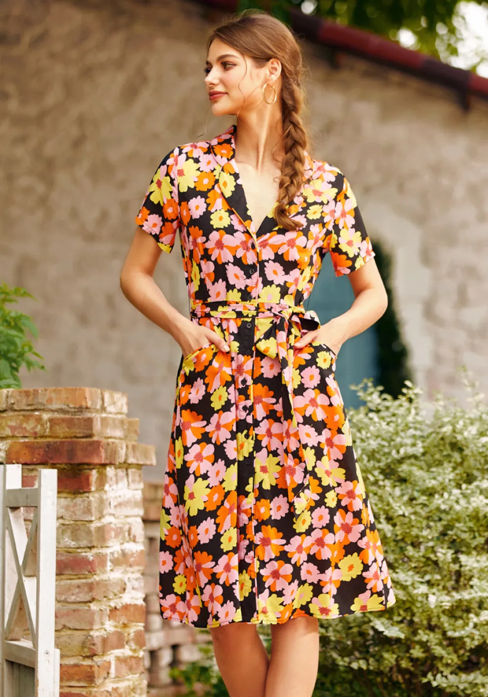 BTC Going Out and About Dress Black Floral New