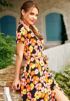 BTC Going Out and About Dress Black Floral New