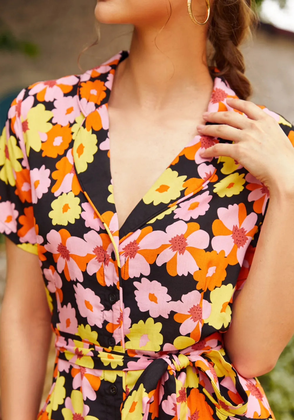 BTC Going Out and About Dress Black Floral New