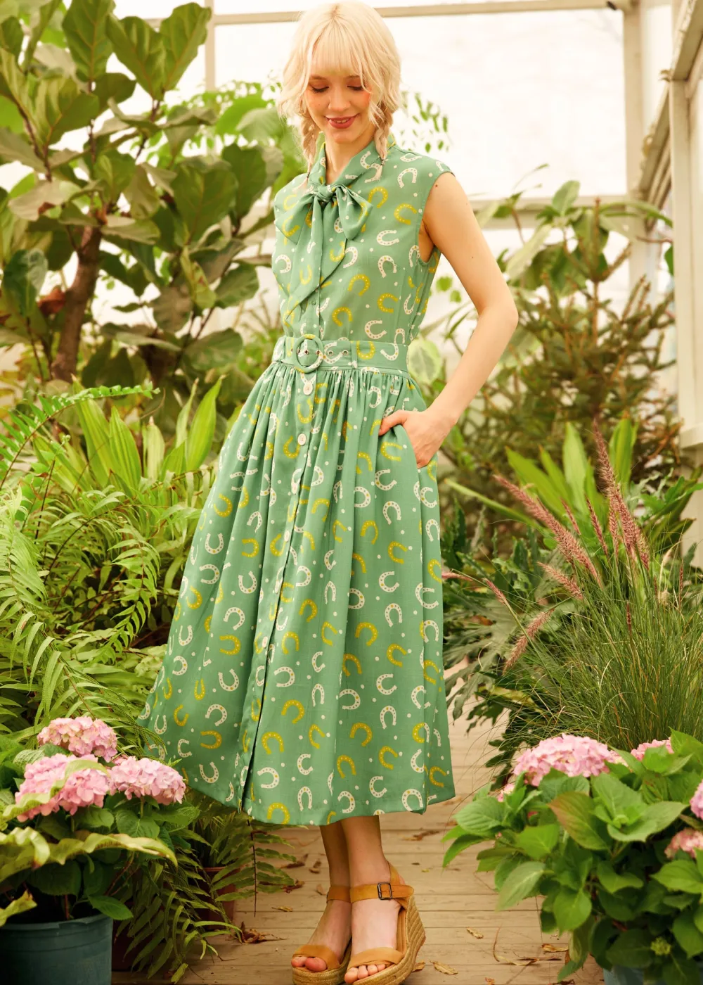 Golden Hour Glide Skirt Green Horseshoe Sale