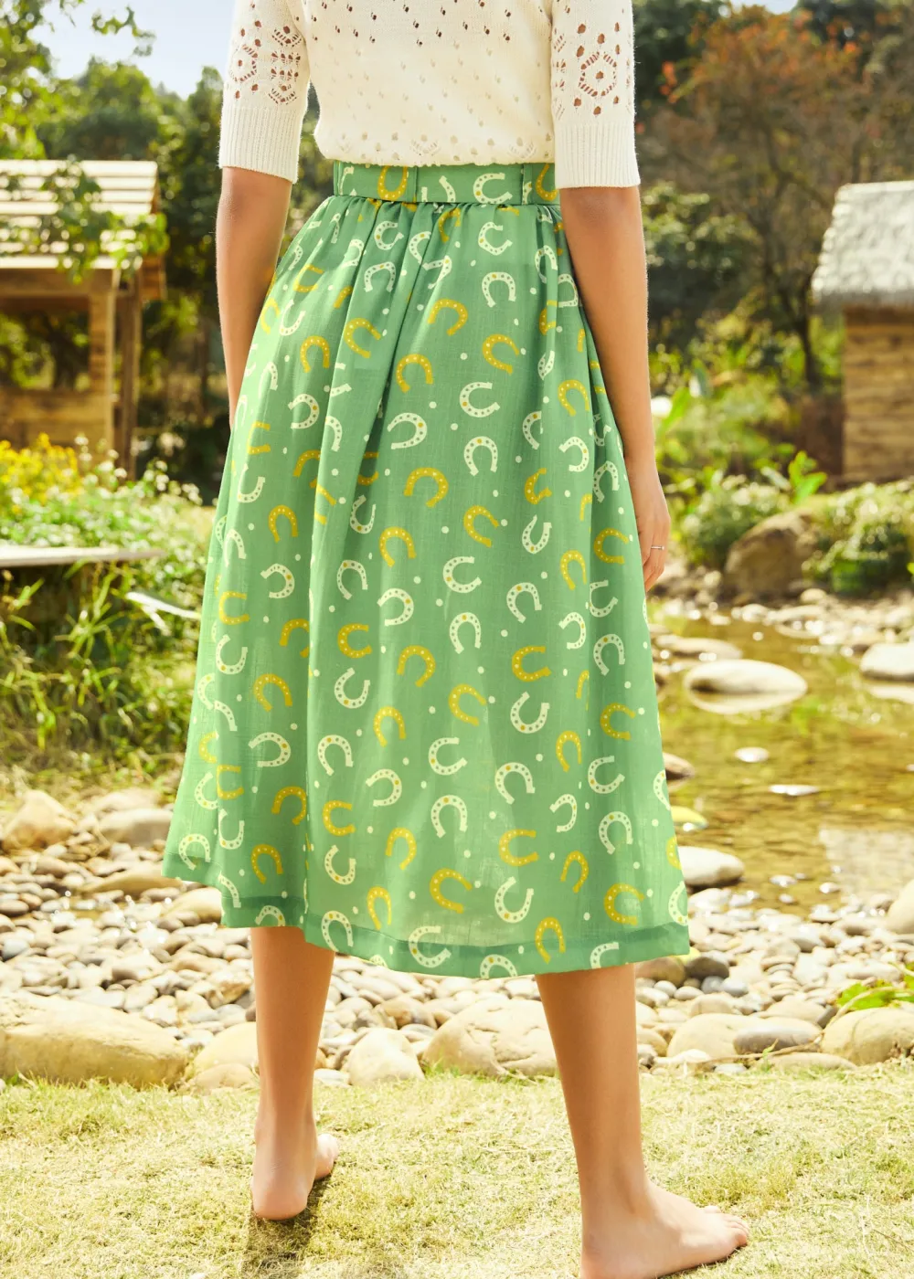 Golden Hour Glide Skirt Green Horseshoe Sale
