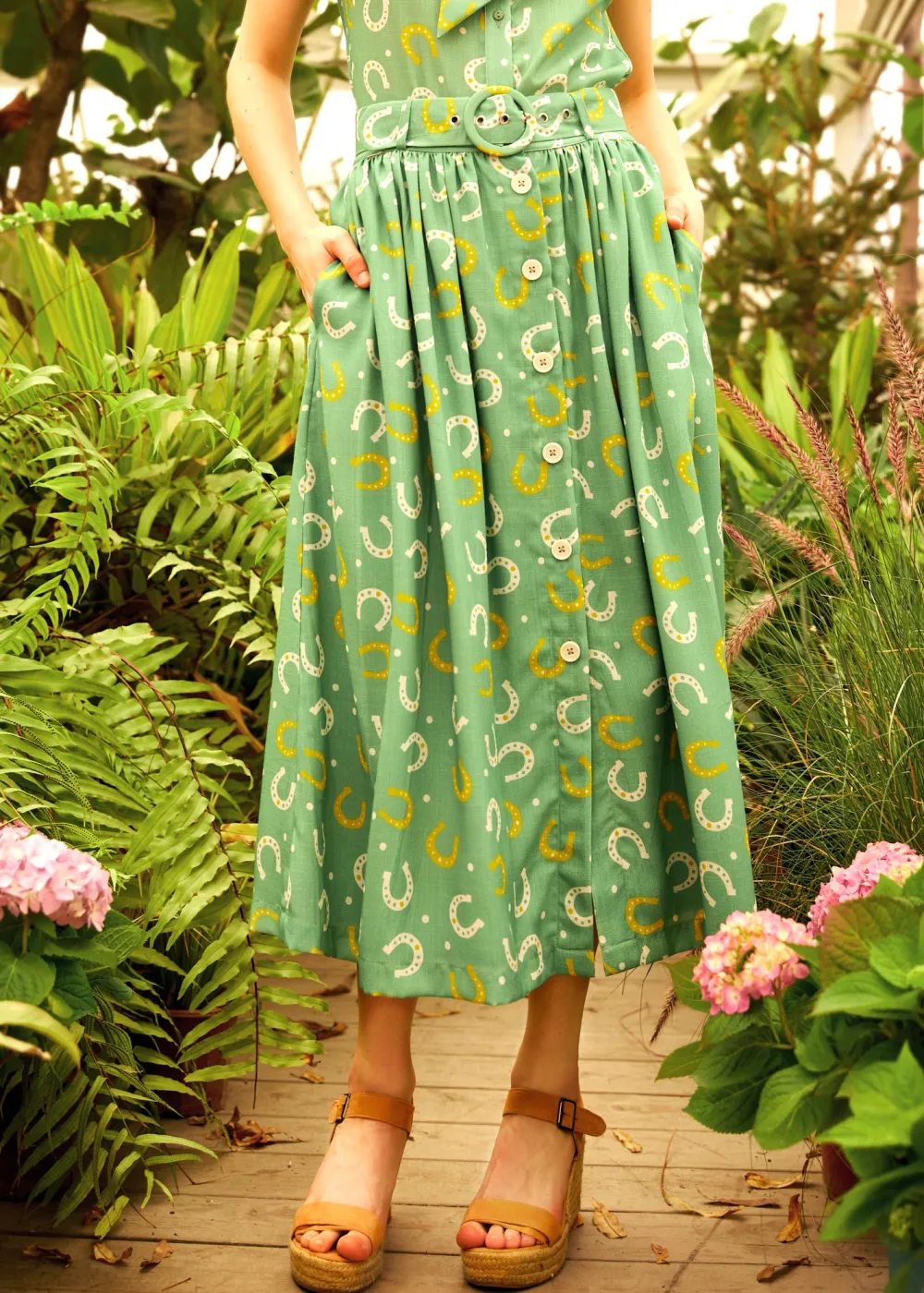 Golden Hour Glide Skirt Green Horseshoe Sale