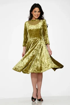 Diamond Velvet Swing Dress Green Best
