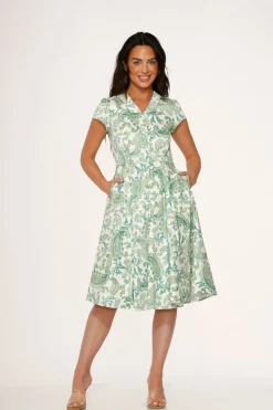 Orchid Bloom Clothing Green Paisley Swing Dress