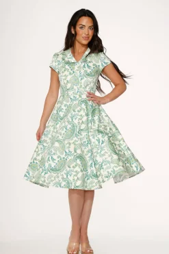 Orchid Bloom Clothing Green Paisley Swing Dress