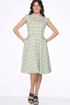 Green Swing Dress Plaid Clearance