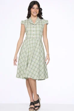 Green Swing Dress Plaid Clearance