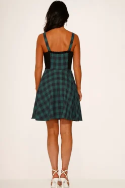 Green Plaid Swing Dress Clearance