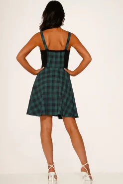 Green Plaid Swing Dress Clearance