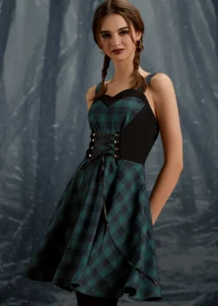 Green Plaid Swing Dress Clearance