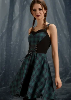 Green Plaid Swing Dress Clearance