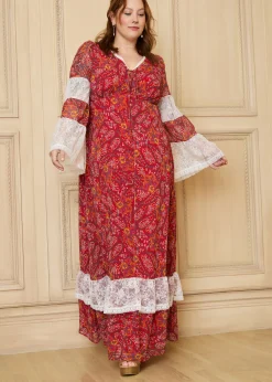 ModCloth x Gunne Sax GUNNE SAX by ModCloth Josephina Bell Sleeve Dress - Limited Edition Boheme Paisley Hot