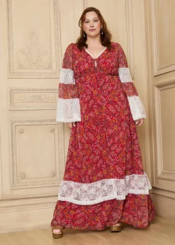 ModCloth x Gunne Sax GUNNE SAX by ModCloth Josephina Bell Sleeve Dress - Limited Edition Boheme Paisley Hot
