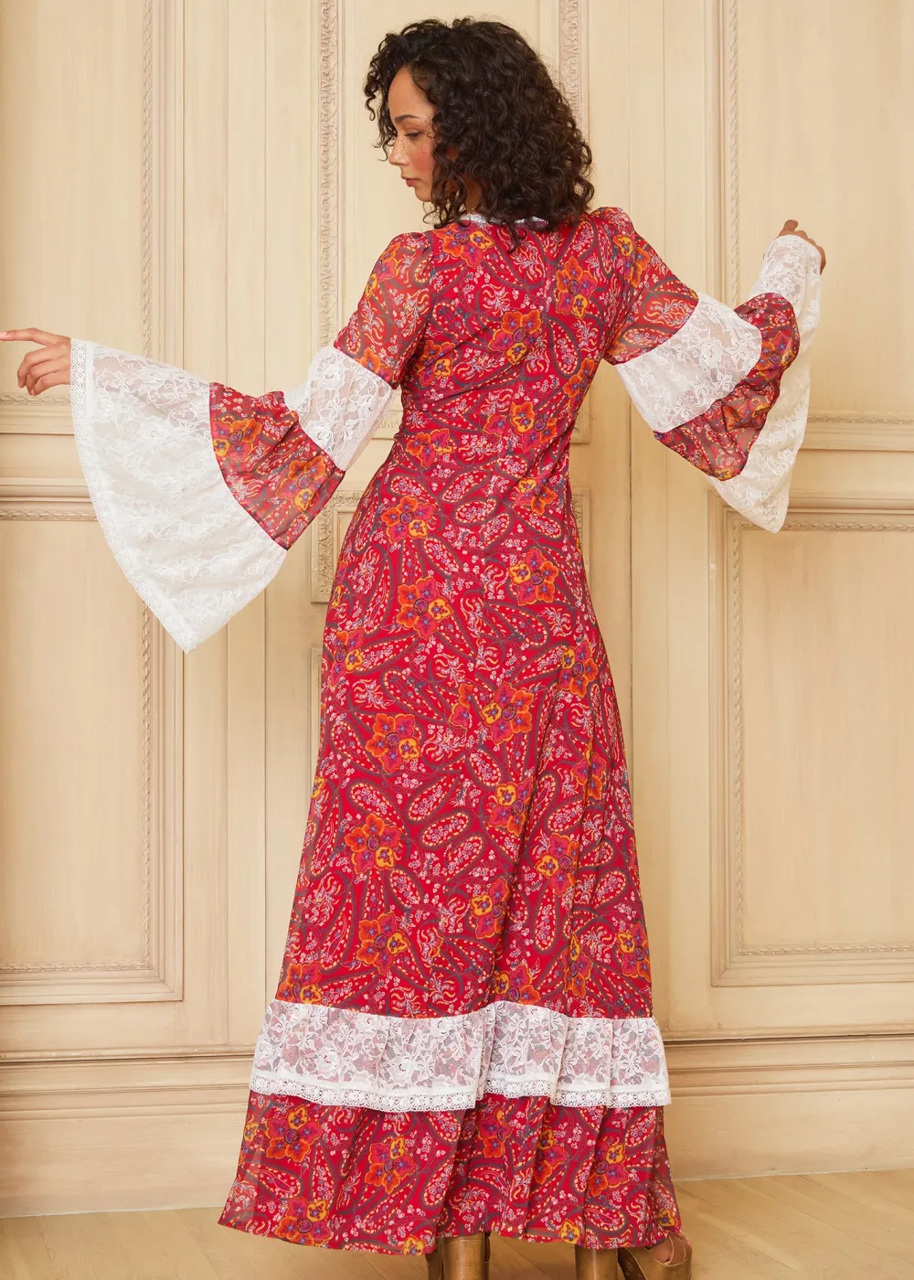 ModCloth x Gunne Sax GUNNE SAX by ModCloth Josephina Bell Sleeve Dress - Limited Edition Boheme Paisley Hot