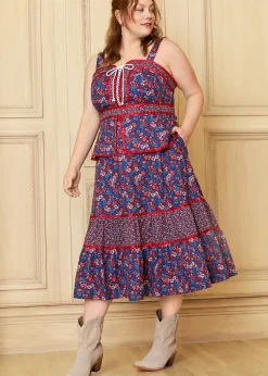 ModCloth x Gunne Sax GUNNE SAX for ModCloth Grace Peplum Midi Dress Circe's Crown Outlet