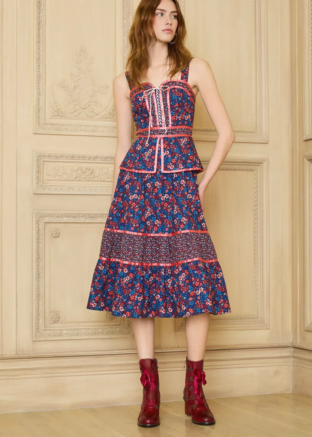 ModCloth x Gunne Sax GUNNE SAX for ModCloth Grace Peplum Midi Dress Circe's Crown Outlet