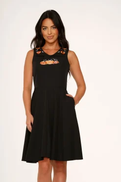 Halloween Pumpkin Embroidery Swing Dress Sale