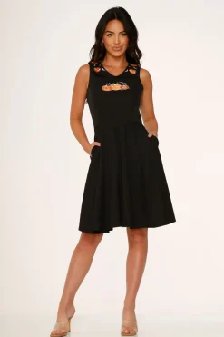 Halloween Pumpkin Embroidery Swing Dress Sale