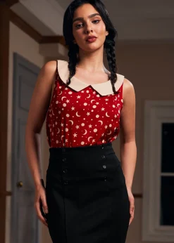 BTC Harvest Moon Melodies Collared Top Moon Beam Hot