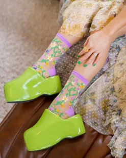 Heart Floral Sheer Crew Sock Clearance