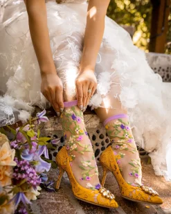 Heart Floral Sheer Crew Sock Clearance