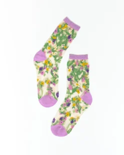 Heart Floral Sheer Crew Sock Clearance