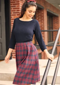 BTC Heart of the Harvest Midi Skirt Cherry Nautica Plaid Best