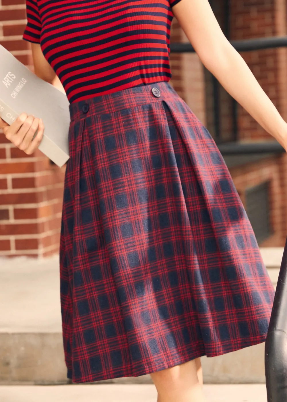BTC Heart of the Harvest Midi Skirt Cherry Nautica Plaid Best