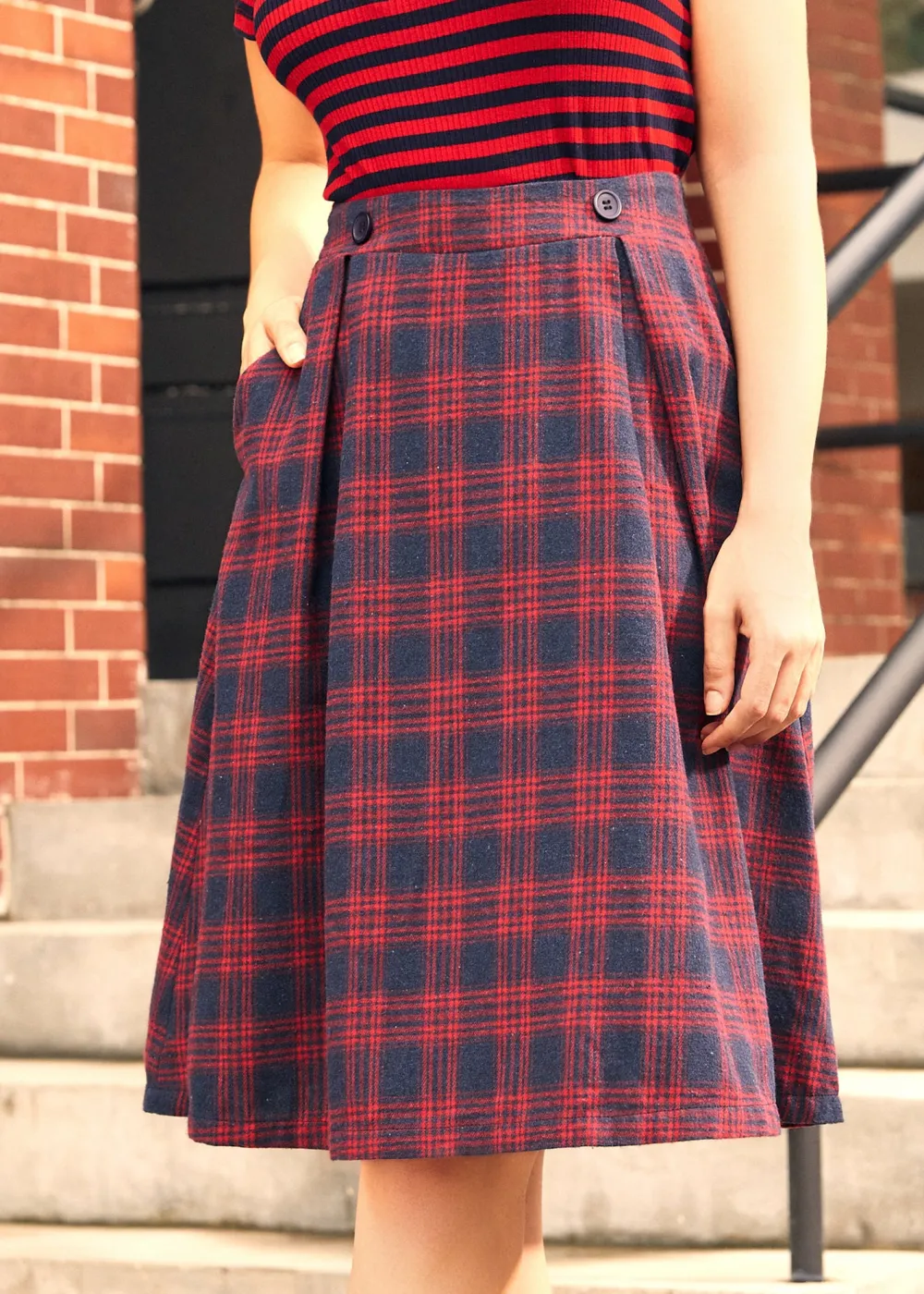 BTC Heart of the Harvest Midi Skirt Cherry Nautica Plaid Best