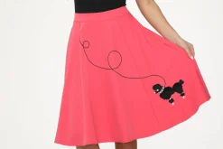 Hot Black Embroidered Poodle Swing Skirt Pink Sale