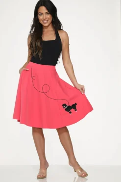 Hot Black Embroidered Poodle Swing Skirt Pink Sale