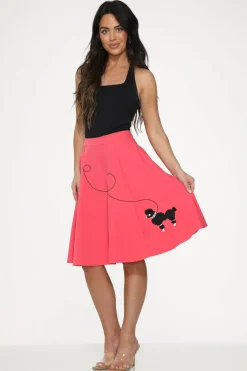 Hot Black Embroidered Poodle Swing Skirt Pink Sale