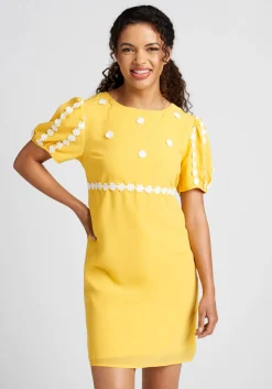 CREATIVE DESIGN CONSULTANTS LIMITED How Sweet It Is Shift Dress Yellow Floral New