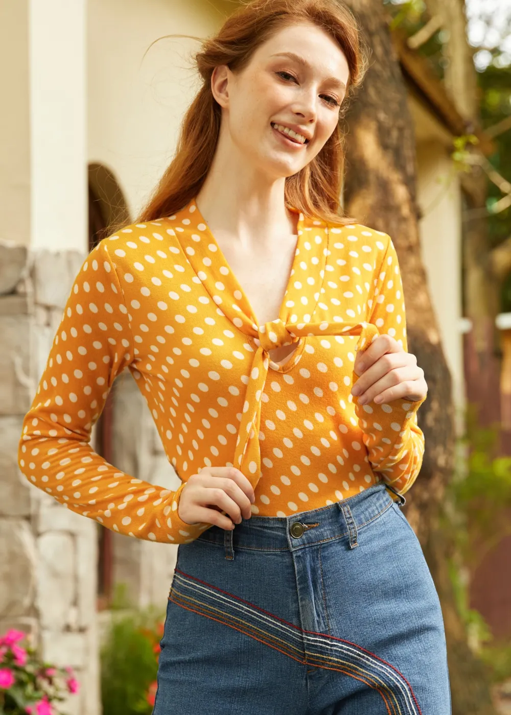 In the Limelight Long Sleeve Top Dijon Discount