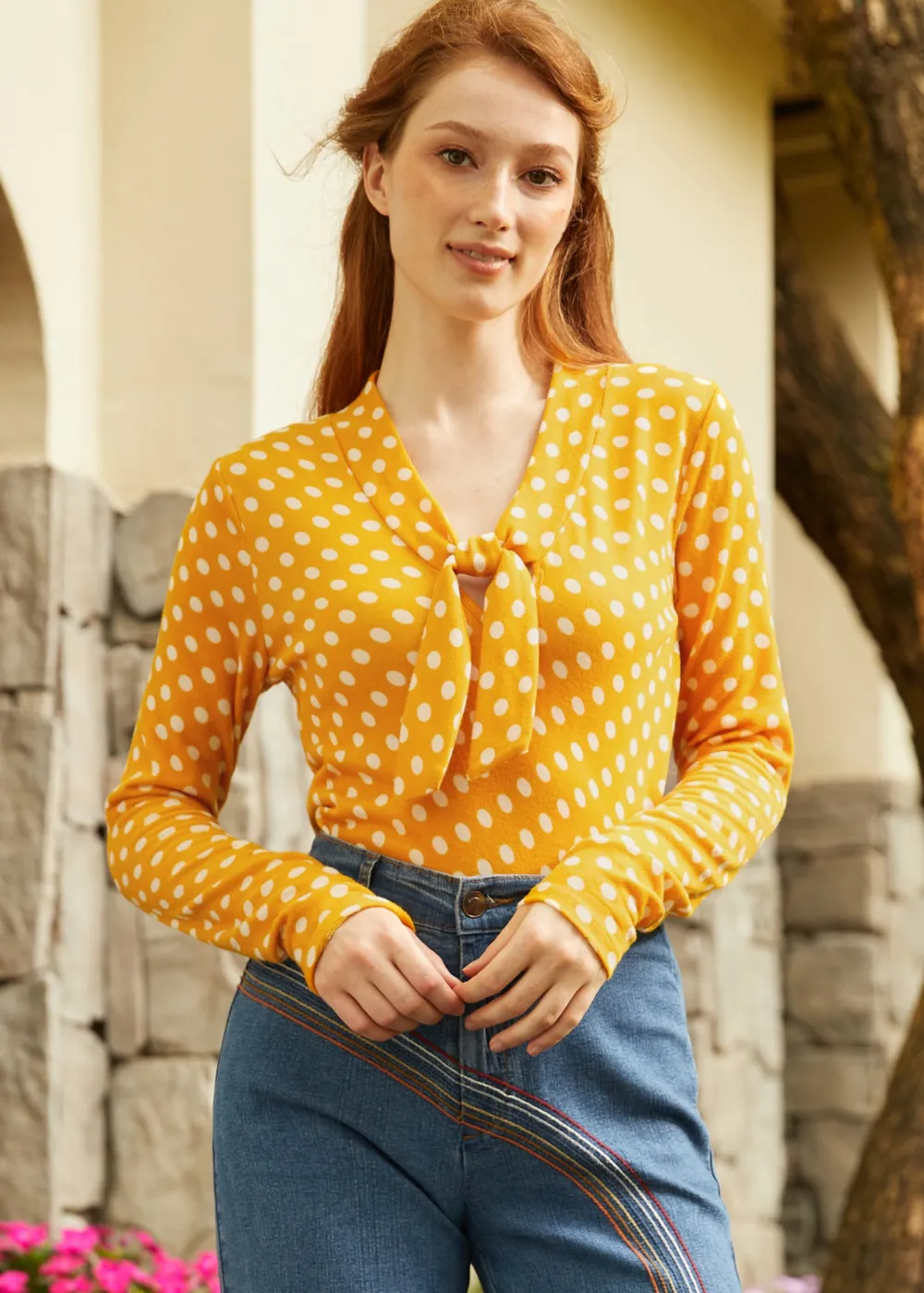 In the Limelight Long Sleeve Top Dijon Discount