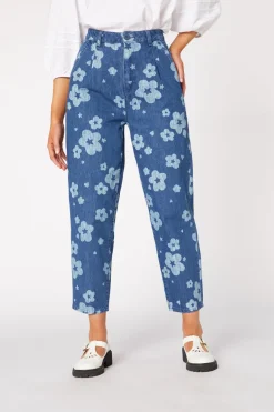 Indigo Starry Flower Tape Jean Online