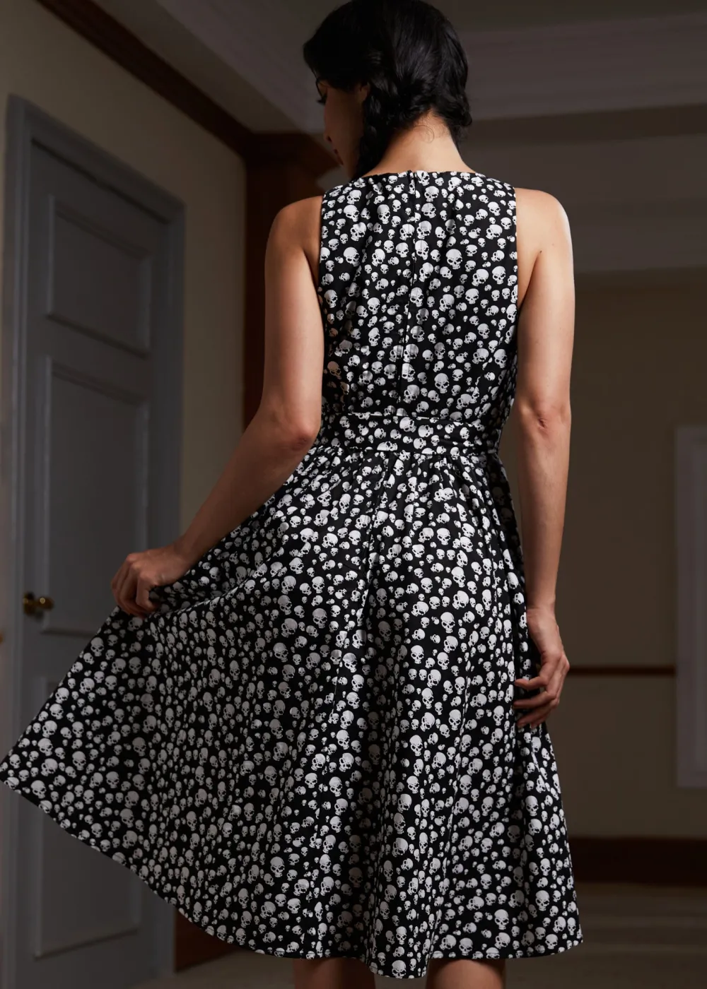 Instant Energy Faux-Wrap Dress Twilight Skull Sale