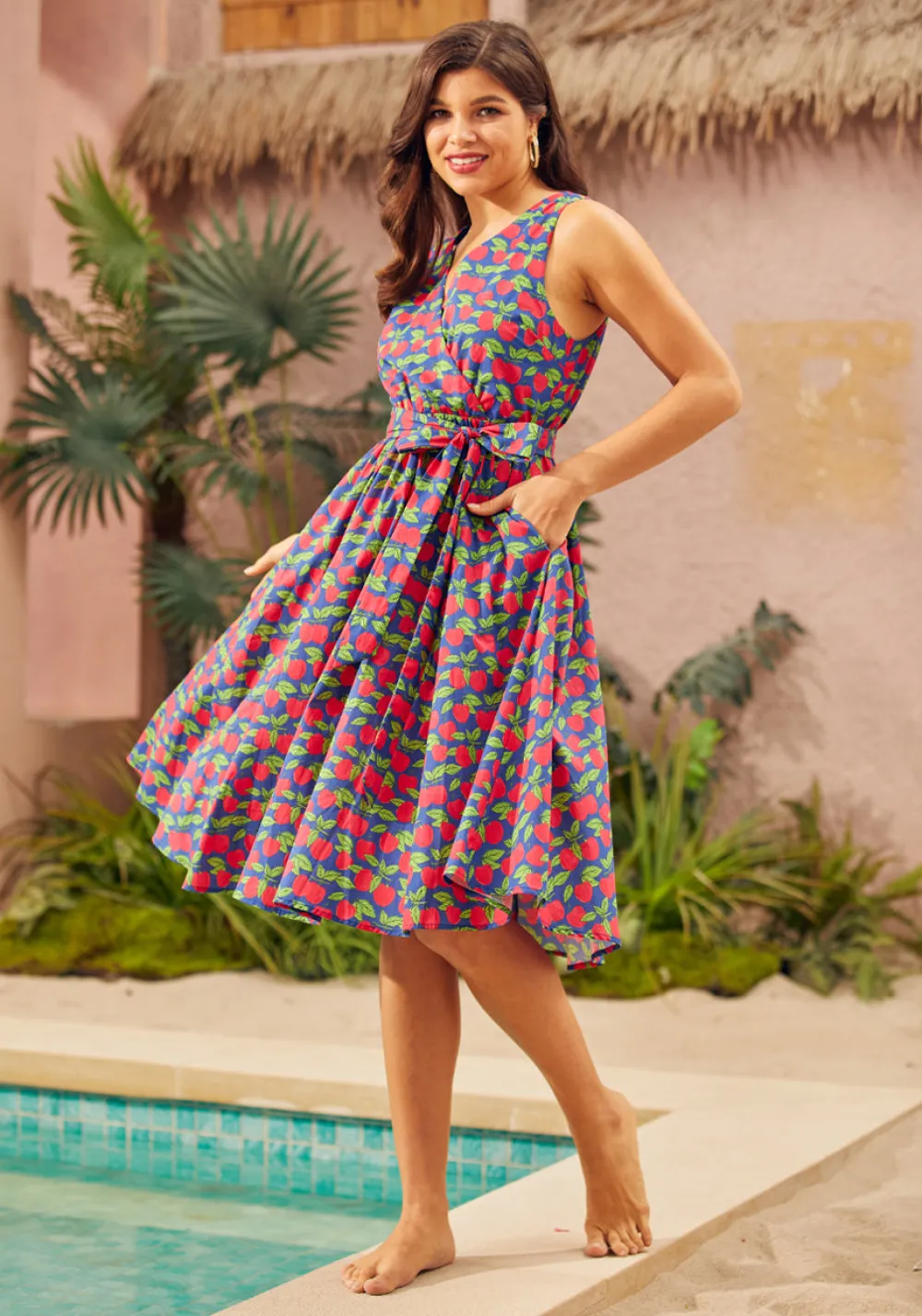 BTC Instant Energy Faux-Wrap Dress Apple