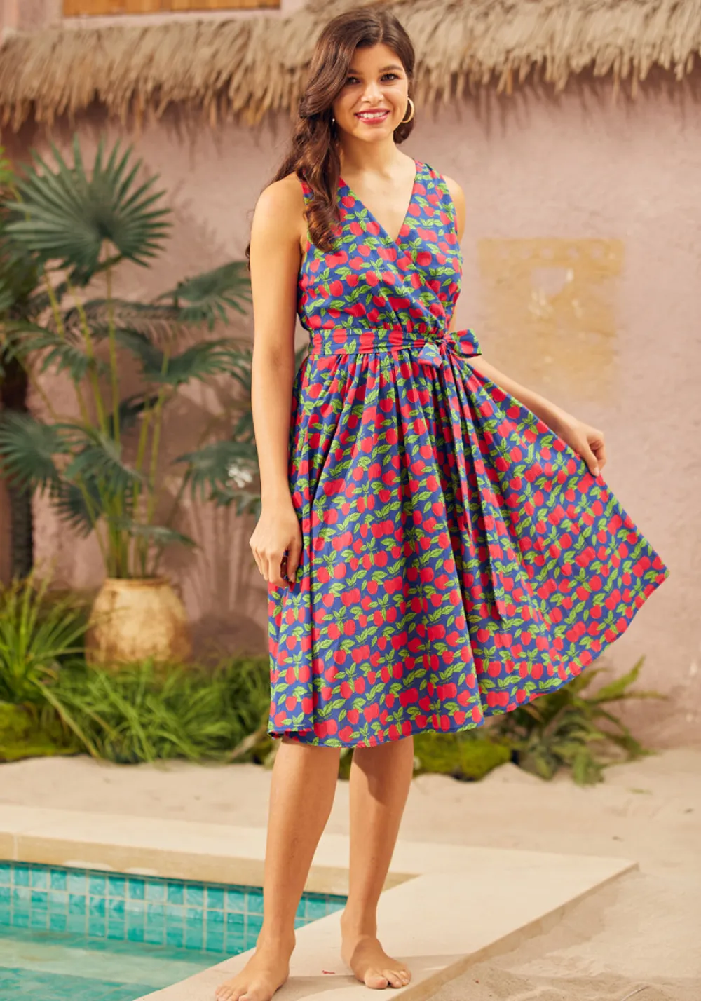 BTC Instant Energy Faux-Wrap Dress Apple