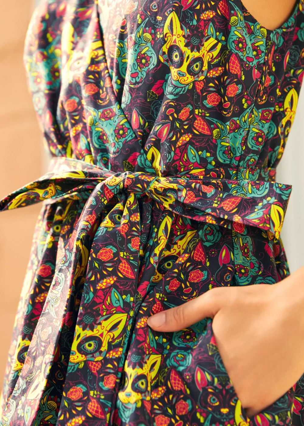 Instant Energy Faux-Wrap Dress Spirit Critters Hot