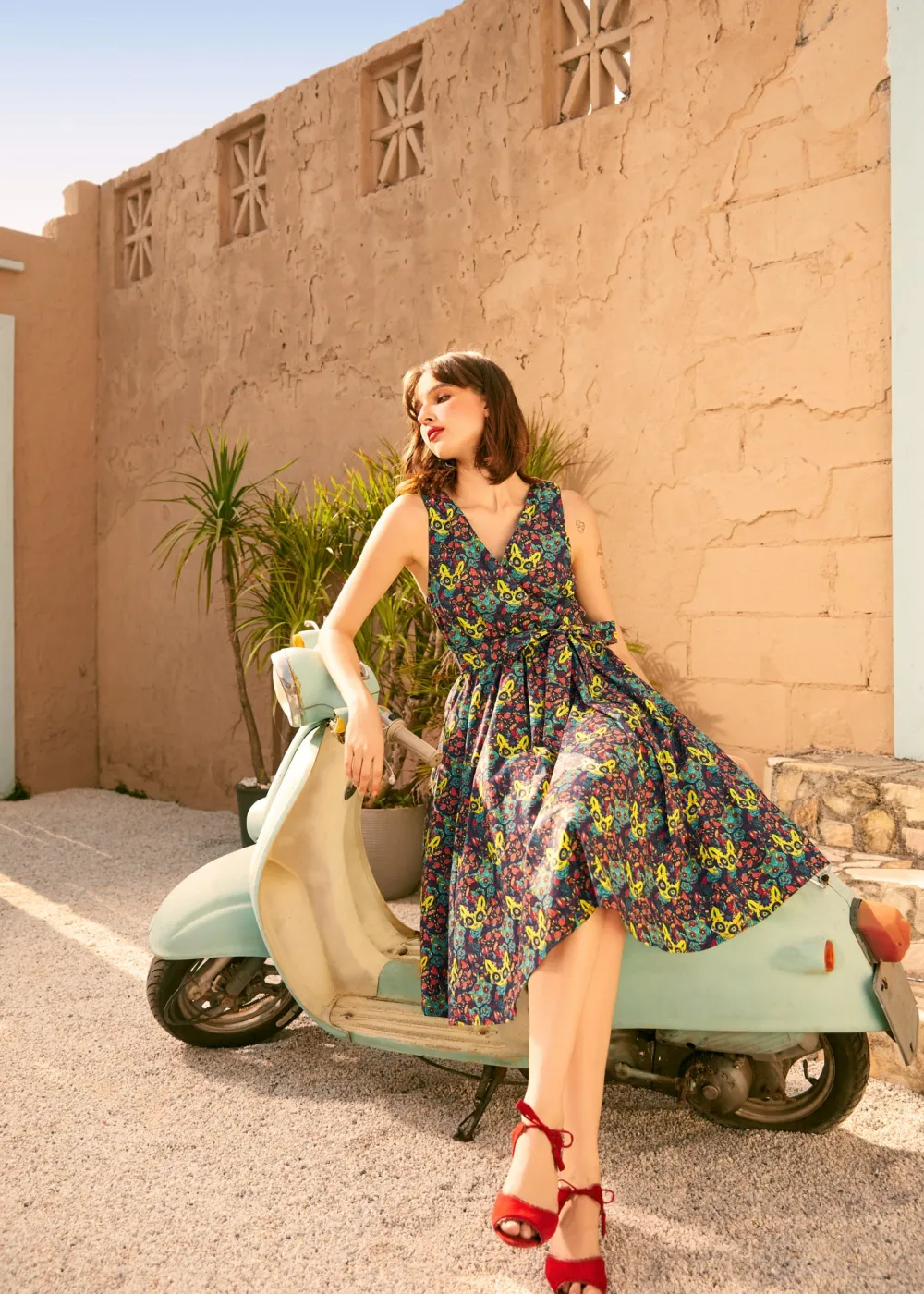 Instant Energy Faux-Wrap Dress Spirit Critters Hot